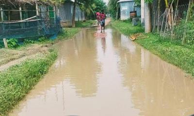 ত্রিশালে দুই পাড়ের ফিশারীতে সড়কে পানি, চরম ভোগান্তি