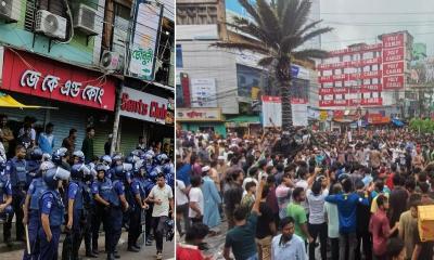 পুলিশকে লক্ষ্য করে ‘ভুয়া ভুয়া’ স্লোগানে ফেনীতে সড়ক অবরোধ