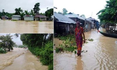 লংগদুতে পানিবন্দি তিন শতাধিক পরিবার