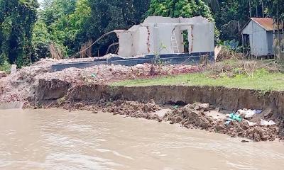 মধুমতীর পেটে দুই গ্রামের ৩শ’ ঘরবাড়ি