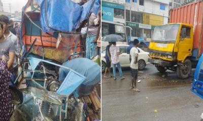 গাজীপুরে কাভার্ডভ্যান-অটোরিকশার মুখোমুখি সংঘর্ষে নিহত-১