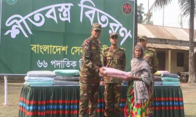 কুড়িগ্রামে অসহায় শীতার্তদের পাশে সেনাবাহিনী