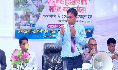 কোম্পানীগঞ্জে খামারিদের মাঝে পশুপাখির খাদ্যসামগ্রী বিতরণ