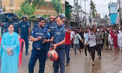 মধুপুরে শিক্ষার্থী-আওয়ামী লীগ মুখোমুখি, কঠোর অবস্থানে ছিল পুলিশ