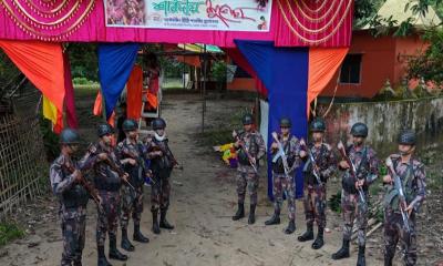 পলাশপুর জোনে দুর্গাপূজা উপলক্ষ্যে মণ্ডপের নিরাপত্তায় ৪০ বিজিবি